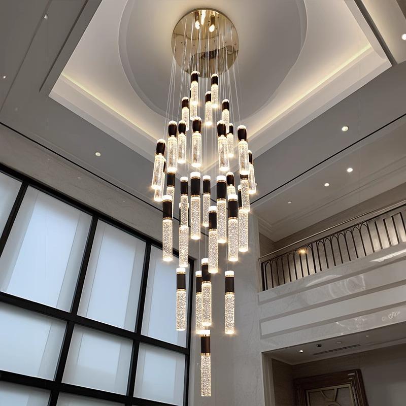 楼梯长吊灯别墅旋转loft公寓挑高客厅楼梯间灯复式楼中楼梯灯吊灯