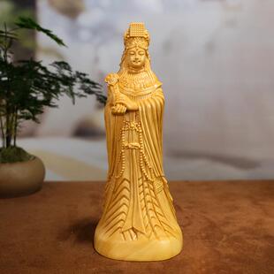 黄杨木雕刻妈祖神像天上圣母天后湄洲岛海神娘娘木质家居摆件