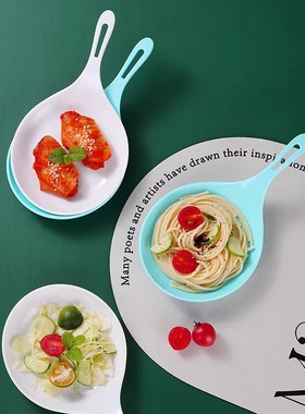 韩国网红Boki吃播同款大勺子韩式手持碟有柄盘手拿接菜盘子手持盘