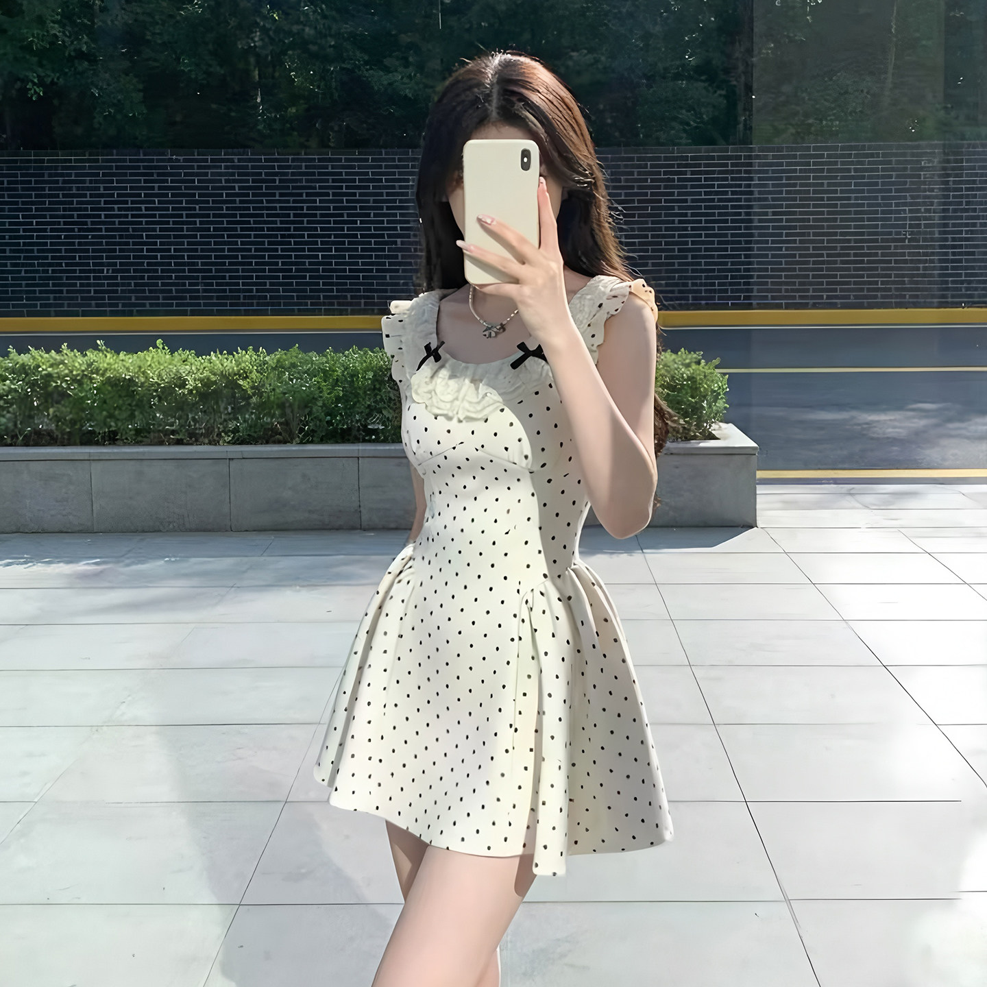 法式千金风波点洋装女夏