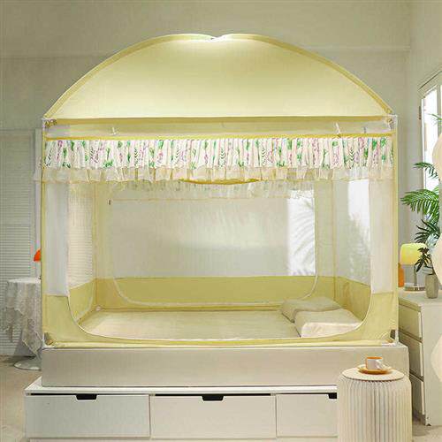 蚊帐一体式加密防摔儿童家用卧室2023新款蒙古包三开门遮光防尘顶