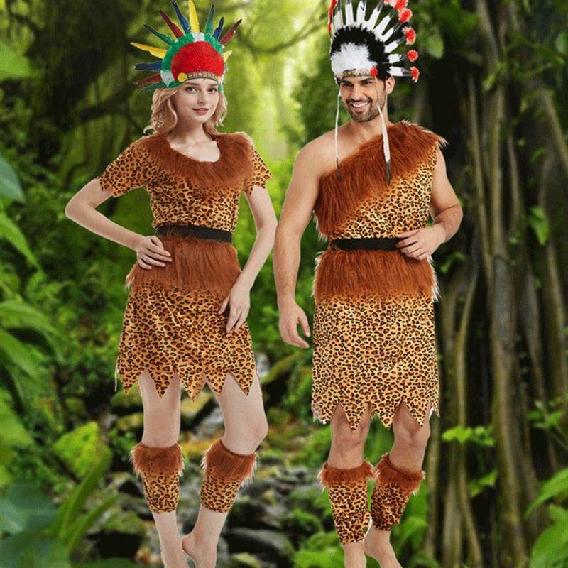 新款成人野人演出服装大王叫我来巡山非洲鼓原始印第安猎人表演服