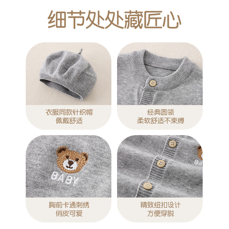 春季新款a类婴儿针织连体衣宝宝小童儿童衣服男童春装爬服童装