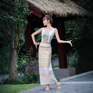 无袖傣族服装筒裙套装西双版纳德宏芒市泼水节成人女装夏季新款