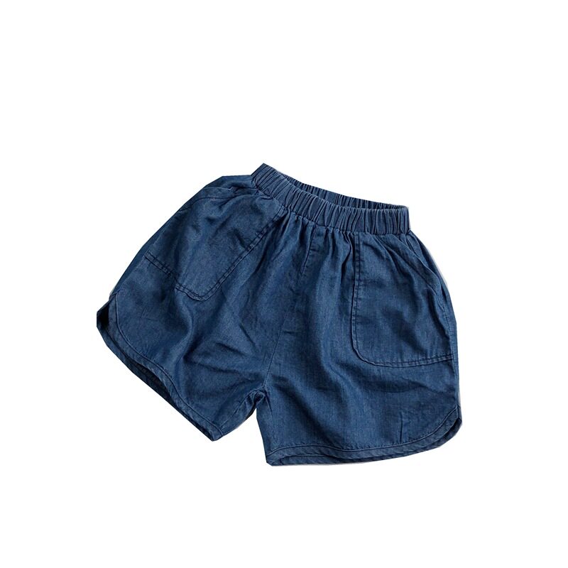 儿童韩版牛仔短裤夏季新款包边男女童轻薄柔软天丝棉牛仔中裤洋气