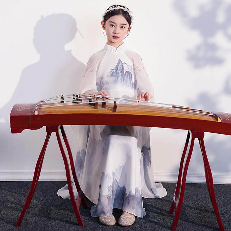 儿童古筝演出服女中大童比赛考级舞蹈服仙女飘逸中国风古典表演服