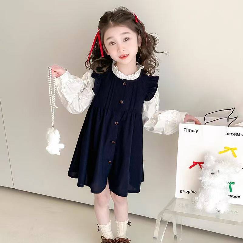 女童春秋裙子套装春装2025新款儿童洋气春季连衣裙宝宝丸子两件套