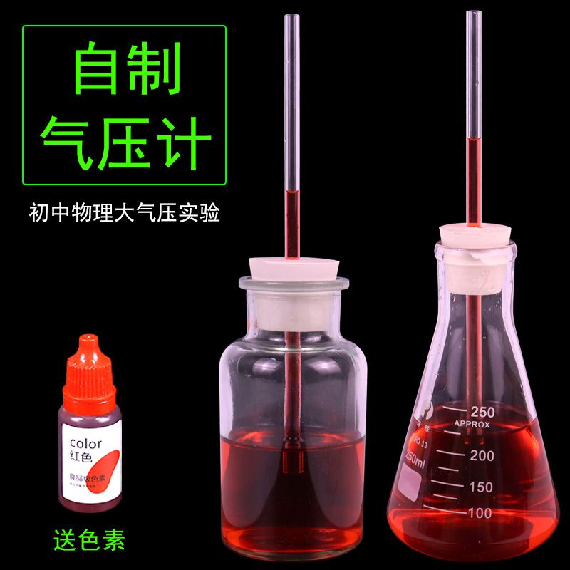 自制气压计压强计用玻璃瓶锥形瓶测定大气压强系列实验装置简易气图片