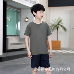 儿童夏季迷彩 短袖短裤体能训练服速干鸟眼T桖夏令营透气迷彩套装