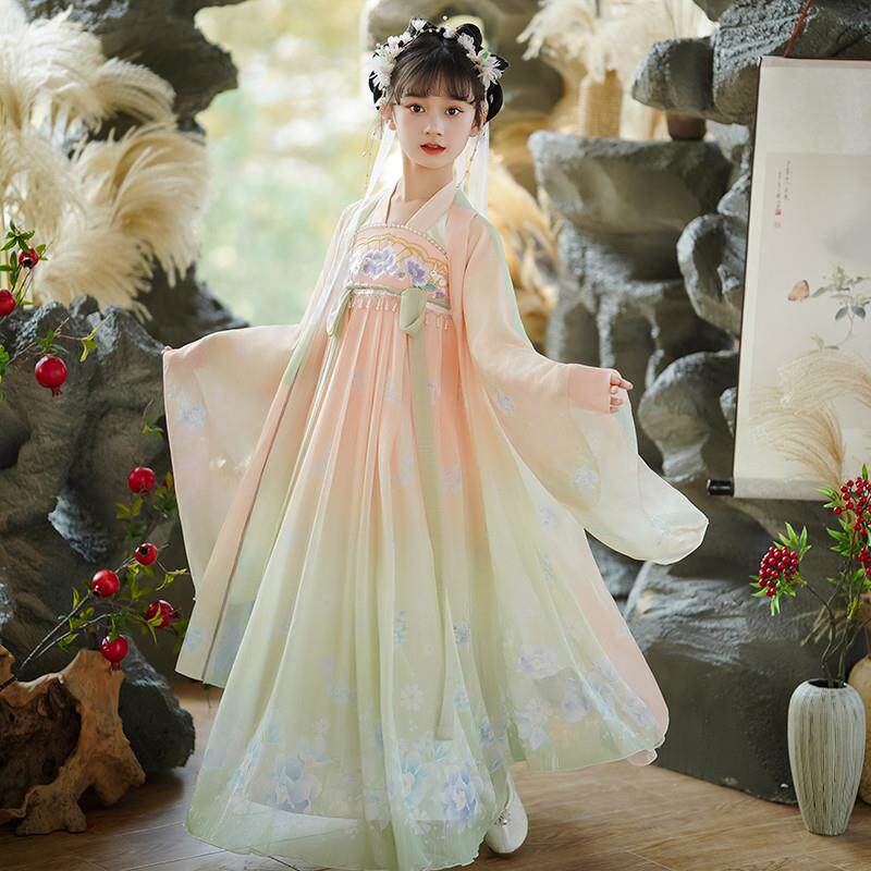 汉服女童春秋2025新款中国风超仙古装儿童唐装女孩古风演出服古筝