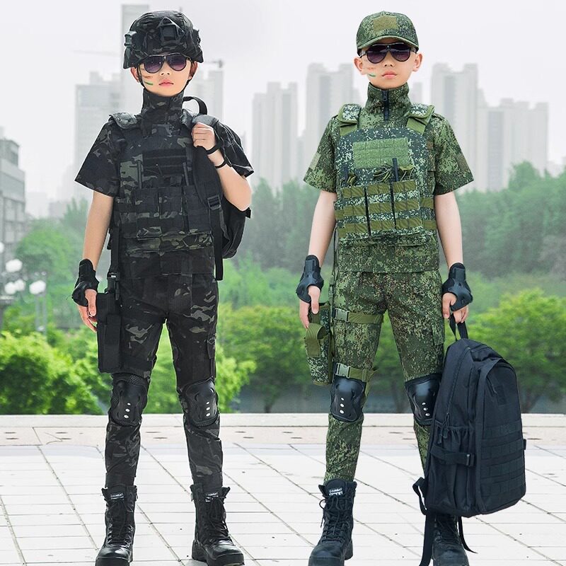 儿童迷彩服男童特种兵训练装备CS户外儿童军训帅气套装表演演出服