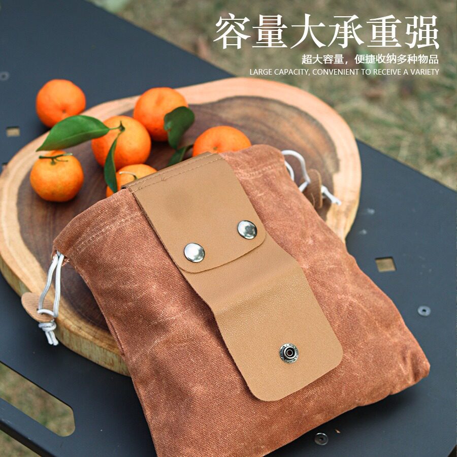 户外觅食袋果子采摘袋腰挂工具腰包袋束口袋折叠帆布工具收纳包