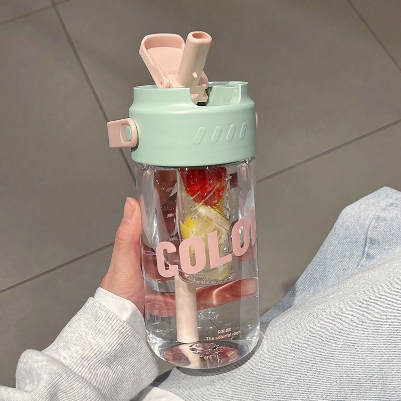 提手花茶杯大容量高颜值吸管水杯