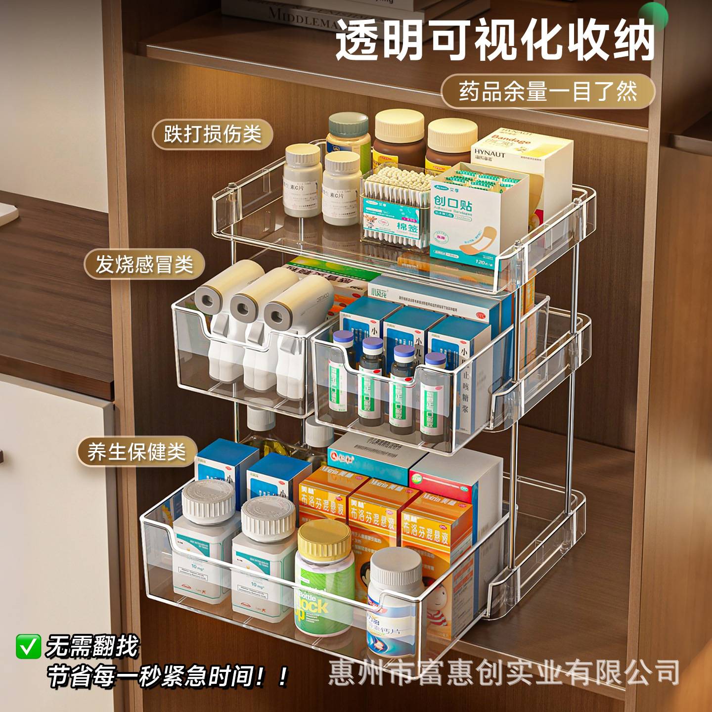药品收纳盒大容量桌面分层常备柜