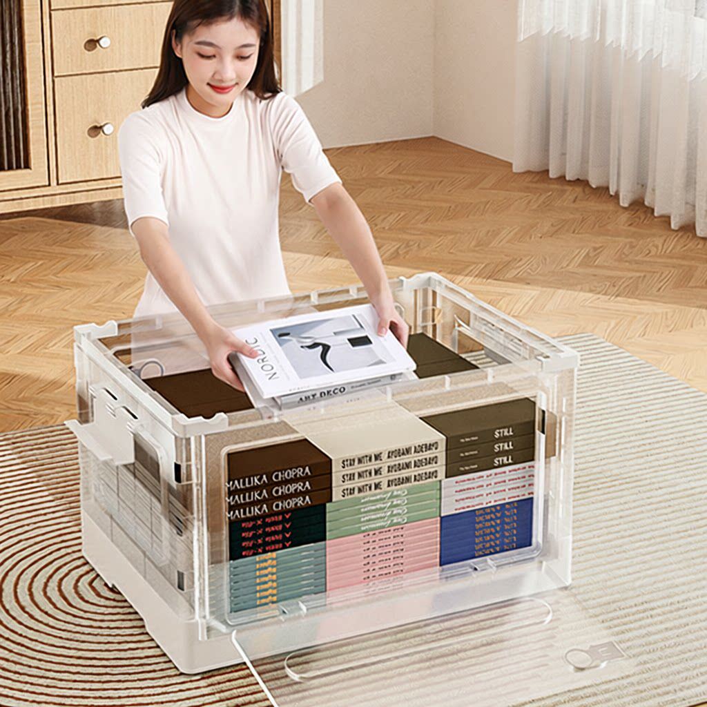 折叠收纳箱衣服被套玩具书籍透明整理箱学校宿舍带轮储物箱