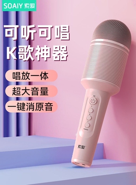 进口索爱MC8话筒音响一体麦克风k歌家用唱歌儿童无线蓝牙电视小主