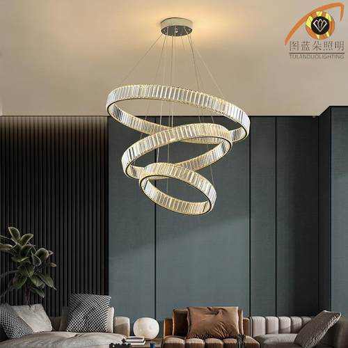 跨境专展供高档轻奢水晶吊水灯客餐厅厅DZ晴川吊厅不锈钢晶吊灯定