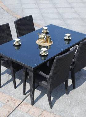 定制户外藤编桌椅套装花园68263户外藤椅组藤制庭院民阳宿台餐桌