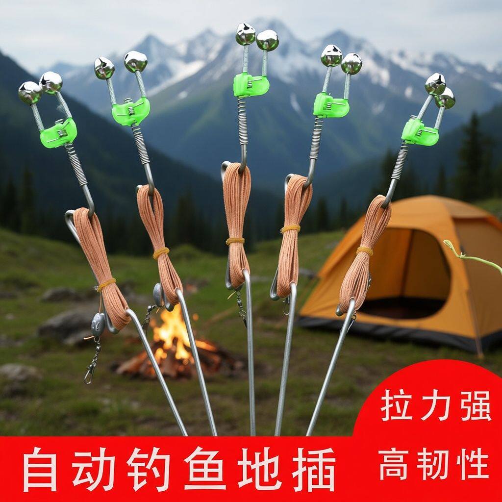 自动钓鱼海竿不锈钢钓鱼成品手线地插弹簧起竿器支架甲鱼钩鲶黄刺