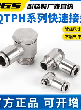 全铜直角铰链式PU气管快速接头QTPH4 H516 8 0 12-MP/01/02641/03