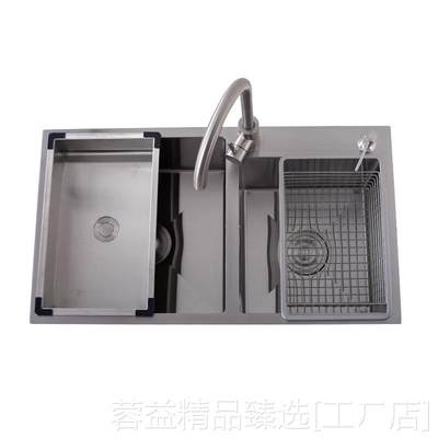 新款厨房不锈钢洗莱池 sink简易304不锈钢台下盆洗手洗碗水槽双槽