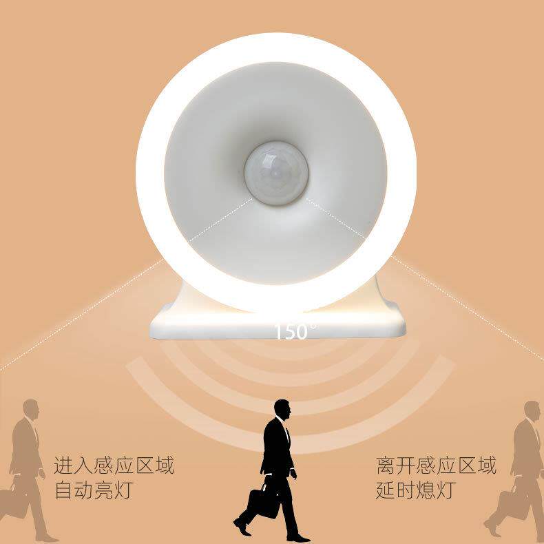 新款直销万达莱人体感应小夜灯 磁吸粘贴TYPE充电式长续航两档调