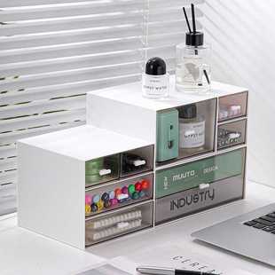 新款直销桌面收纳盒电脑升高架透明抽屉分格组合整理亚克力盒子多