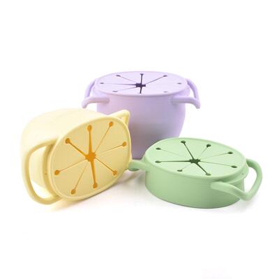 Baby silicone snack cup with rope fall-resistant binaural ba