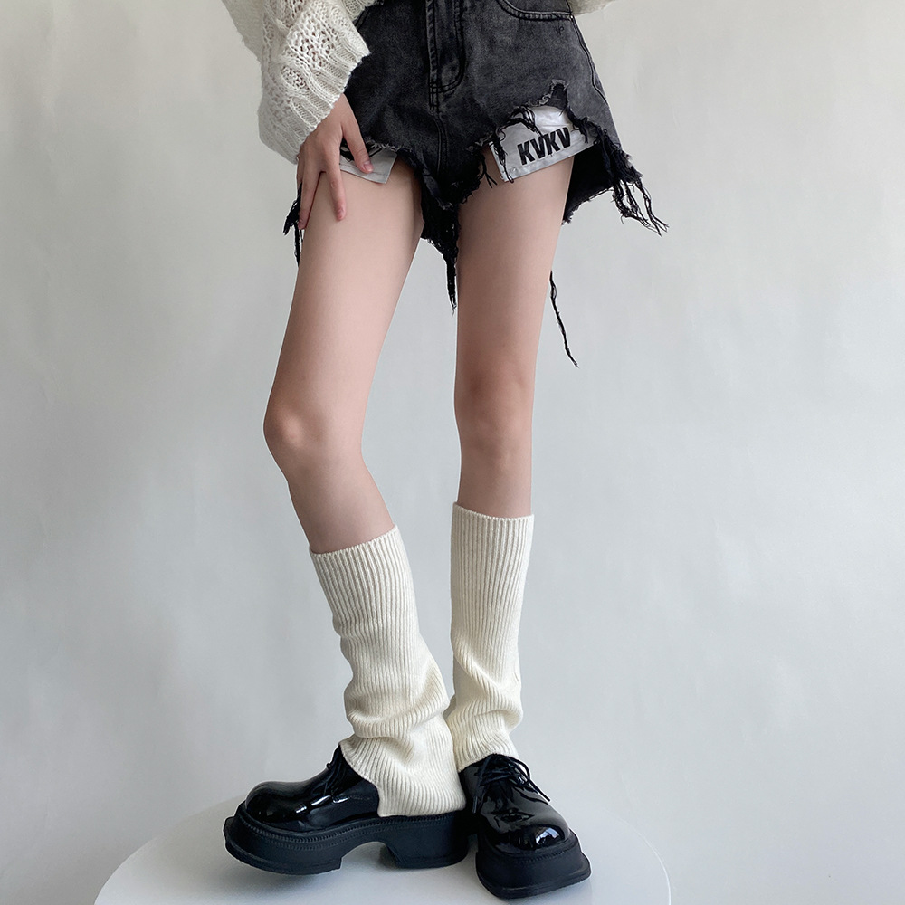 鞠婧祎同款白色腿套秋冬加厚保暖设计款前短后长叠穿慵懒祙套女生