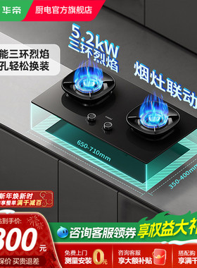 华帝i10309L天然气燃气灶白色煤气灶家用双灶灶台灶具官方旗舰店