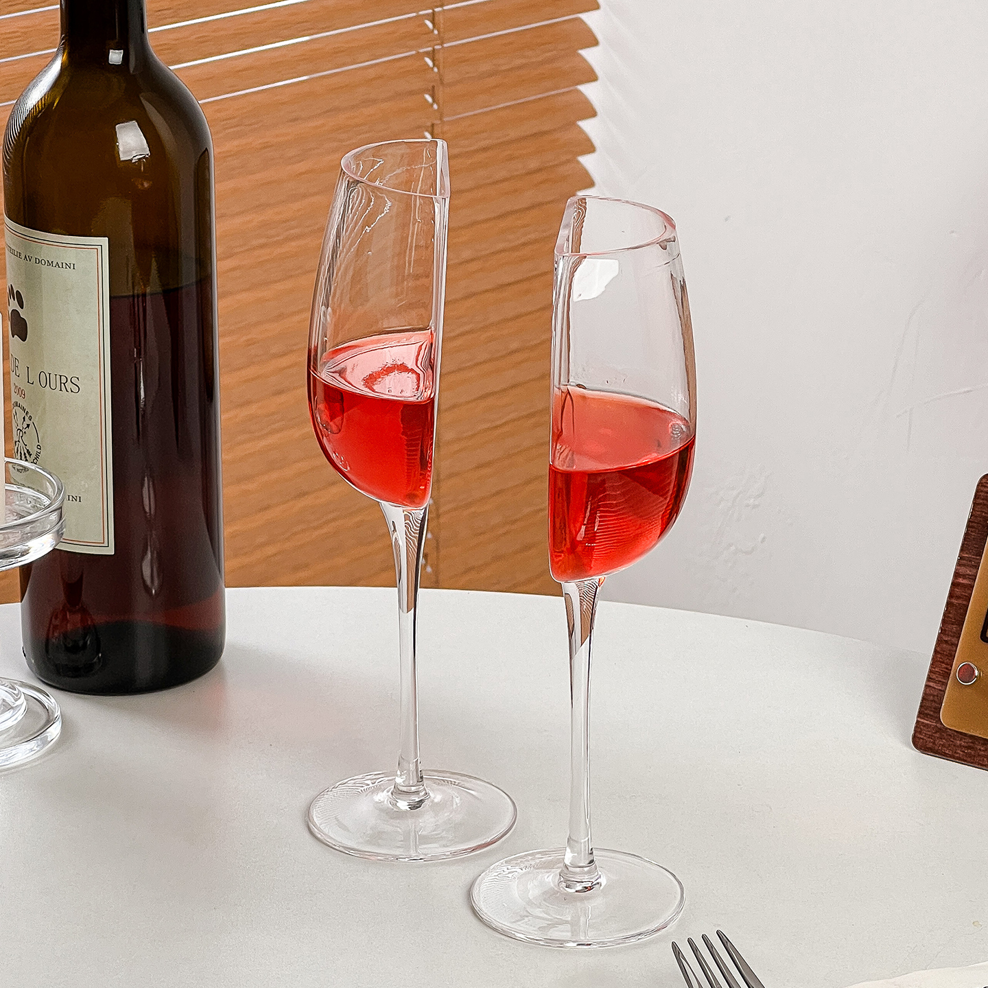 创意半面红酒杯玻璃香槟高脚杯