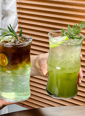 小众ins高颜值竹节杯子咖啡牛奶杯玻璃杯子女高颜值家用饮品茶杯