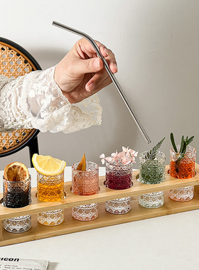 浮雕加厚宝石纹子弹杯鸡尾酒调酒龙舌兰shot杯套装精致酒杯一口杯