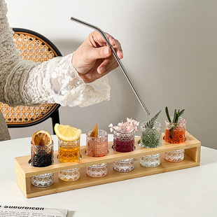 浮雕加厚宝石纹子弹杯鸡尾酒调酒龙舌兰shot杯套装 精致酒杯一口杯