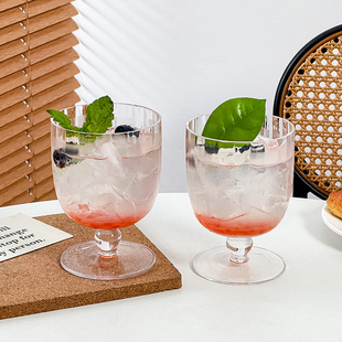 小众设计鸡尾酒杯带珠矮脚酒杯高颜值家用女果汁杯餐厅杯子冷饮杯
