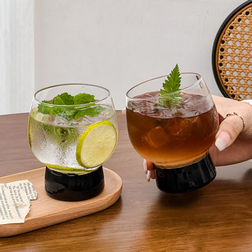ins风简约透明黑底玻璃杯