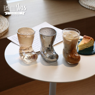 咖啡冷饮杯鸡尾酒杯 ins风网红创意靴子玻璃杯果汁饮料啤酒杯个性