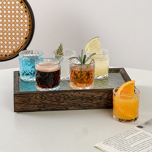 复古冰川纹白酒杯套装一两杯家用烈酒杯一口杯玻璃杯高颜值小酒杯