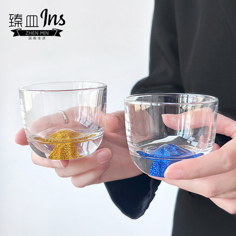 臻皿白酒杯小茶杯金山蓝底