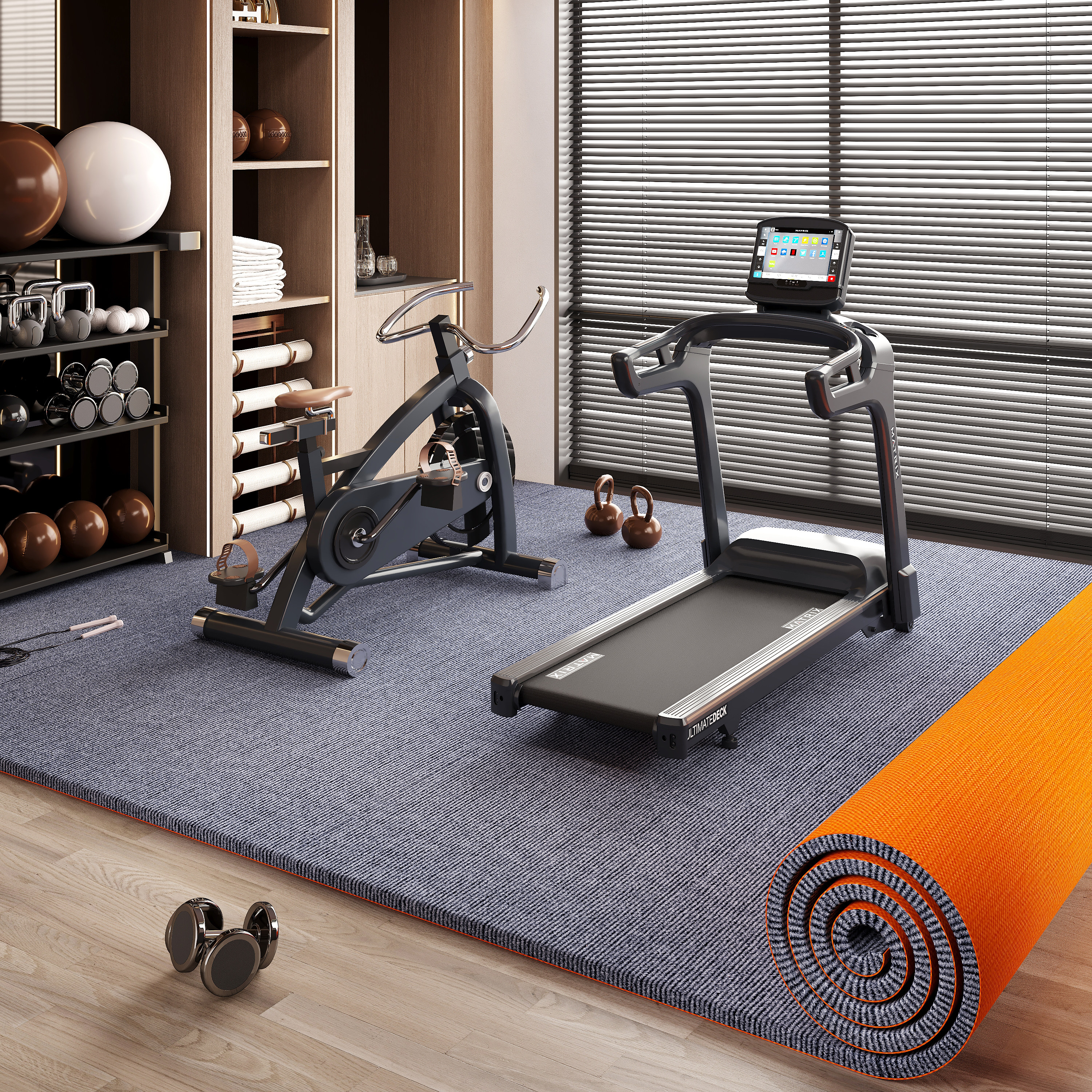 健身房地垫跑步机运动隔音减震加厚地毯家用大面积全铺防震防滑垫