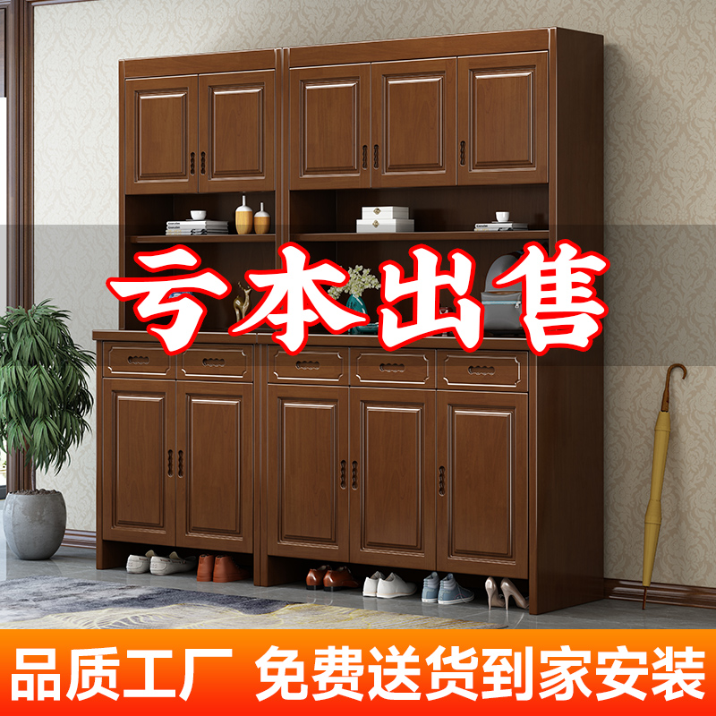 新中式实木间厅柜鞋柜隔断一体