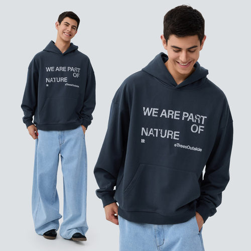 TreesOutside品牌标语年轮剪影连帽卫衣2025年新款休闲男女情侣款