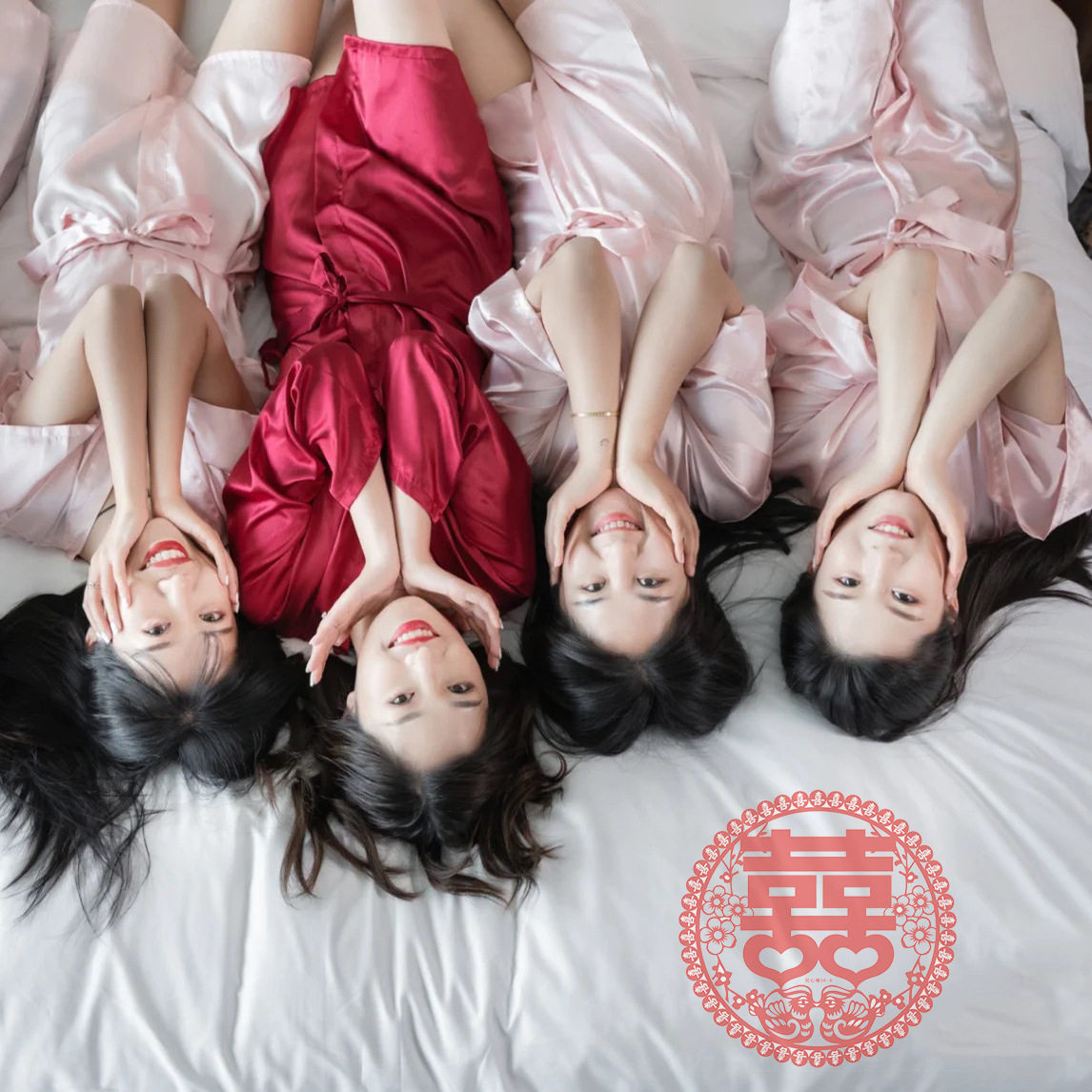 晨袍结婚女婚礼丝绸生日