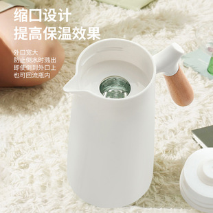 北欧家用保温壶木手柄玻璃内胆热水壶大容量咖啡壶礼品壶印字