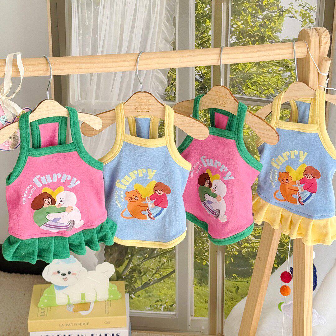 热卖宠物狗狗猫咪衣服吊带背心小型幼犬猫咪可爱印花舒适情侣服装
