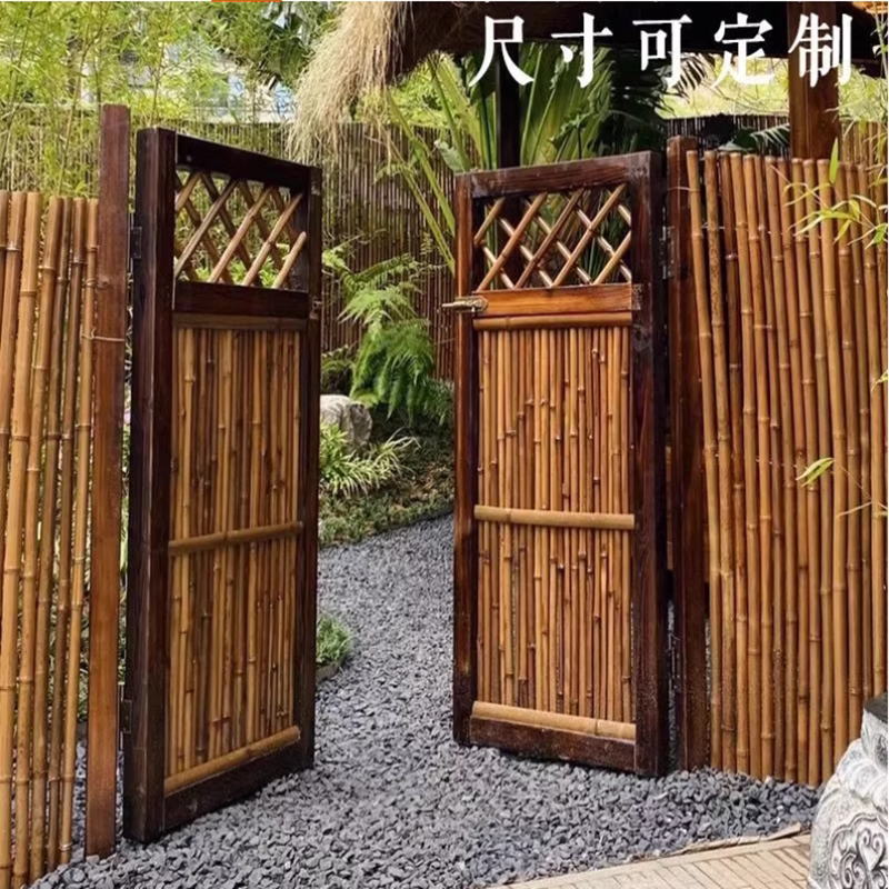 竹篱笆围墙护栏竹排共享菜园竹门花园庭院子防腐竹子围栏栅栏户外