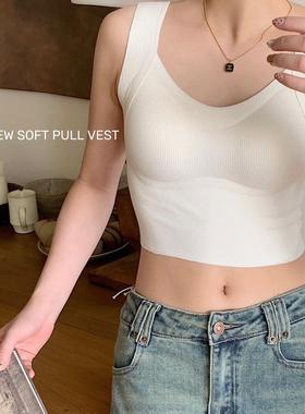 秋季磨毛软提拉外穿背心简约条纹软支撑3D固定杯聚拢宽肩美背内衣