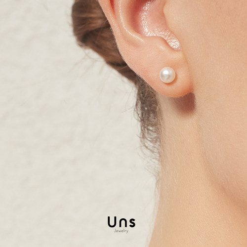 Uns Jewelry | 白屿系列 925银淡水珍珠面包珠耳钉