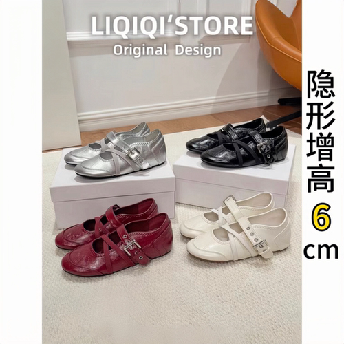 真皮复古玛丽珍内增高6cm单鞋