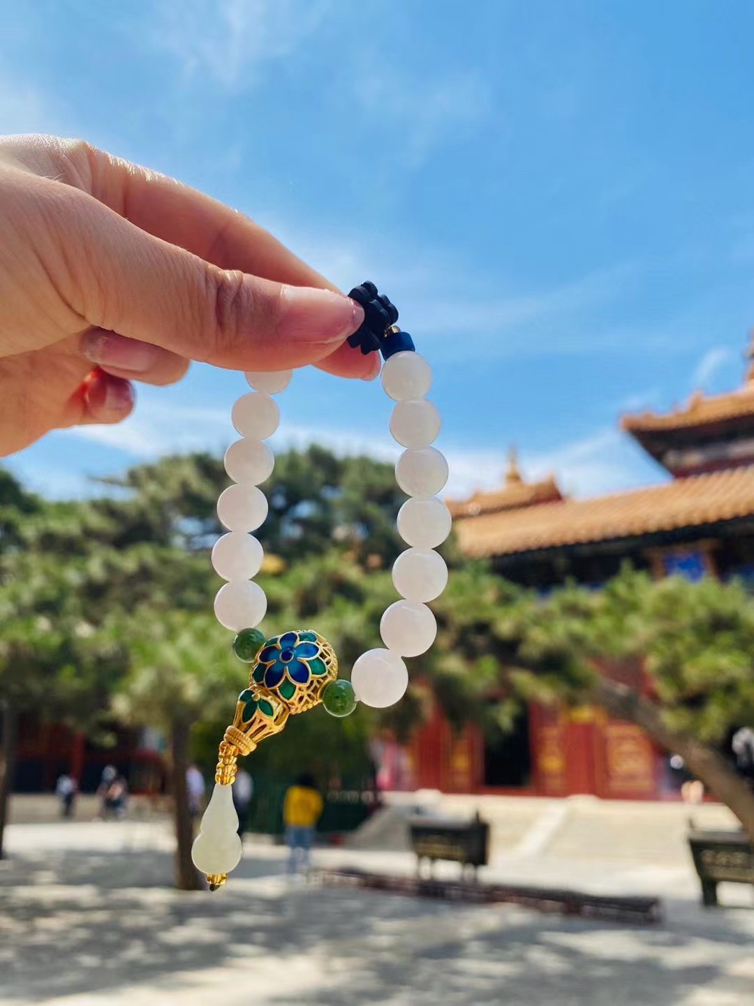 北京雍和同款和田玉葫芦多宝手串精致福禄双全法物流通念珠女手链